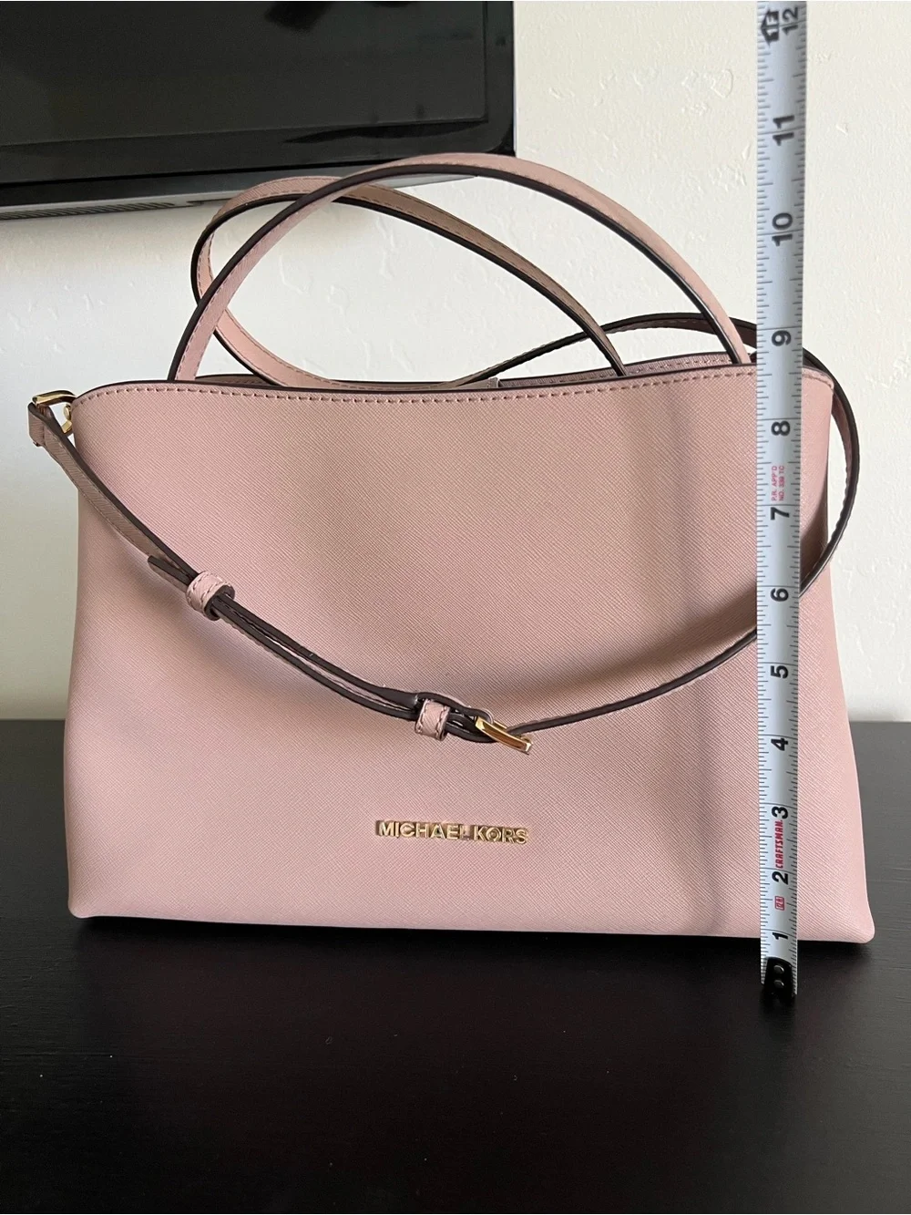 Michael Kors Blush Pink Saffiano Leather Shoulder Bag with Gold Hardware